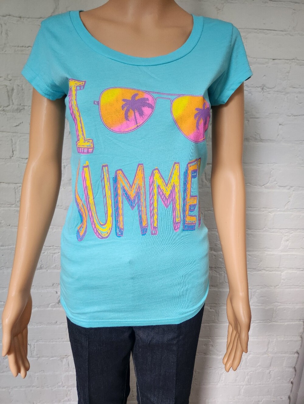OP Aqua 'I Summer' Graphic Tee with Neon Sunglasses